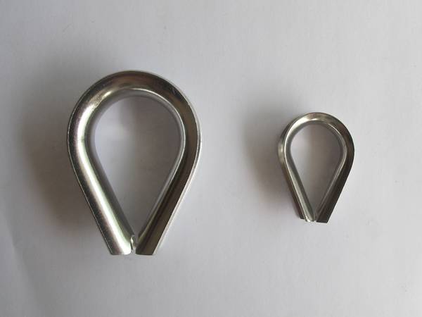 European type commercial thimbles for wire rope.